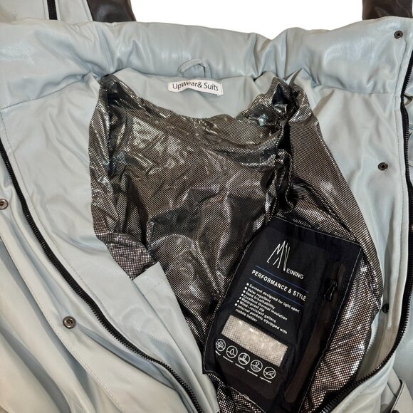 Upwear & Suits Faux Leather Fringe Ski Snow Suit /Jumpsuit , Blue/Grey, M-L - Picture 12 of 12